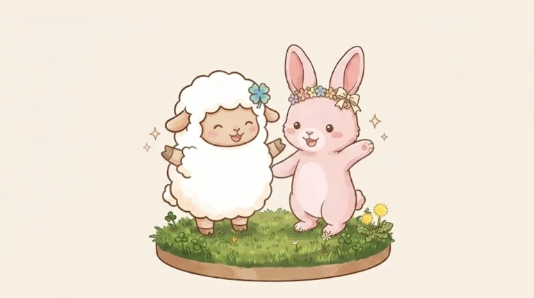 両手を広げて迎えているチョコットンとさくらちゃん