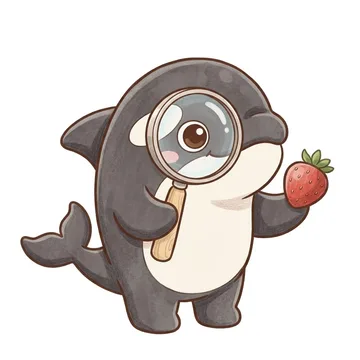森シャチが虫めがねでのぞいている