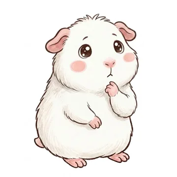 ぷいが首をかしげて考えている